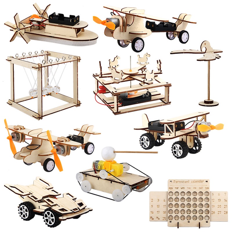 Kids STEM Science Experiment Toys, DIY Handmade Wooden 3D Puzzles ...