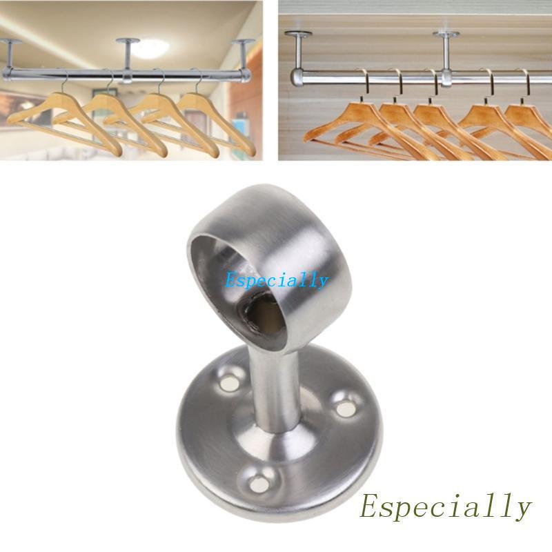 2 Pieces Stainless Steel Round Tube Bracket, Rod Flange Set, Wardrobe Rod Holder