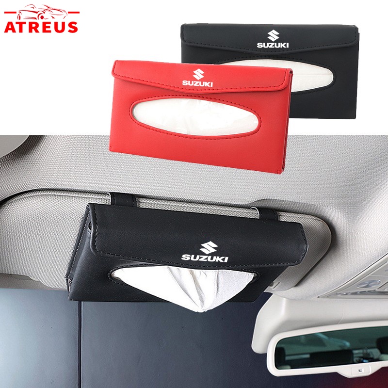 Suzuki Car Sun Visor Tissue Storage Case Auto Paper Towel Leather Tissue Box For ERTIGA Splash