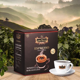 King Coffee Espresso Instant Coffee Vietnamese Coffee Arabica Instant  Coffee Mix Medium Roast 15 sticks per box x 2.5g - Pack of 2