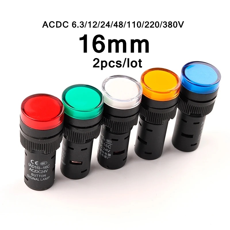 2pcs/lot 16mm AD16-16C Panel Mount Signal Power Led Indicator Light ...