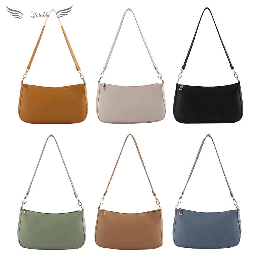 Vintage Women PU Leather Solid Color Small Shoulder Underarm Bag Purse ...