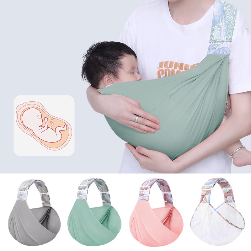 0 24 Months Newborn Baby Pack Carrier Sling Breastfeeding Newborn Knitted Breathable Cotton Baby Sling Shopee Singapore