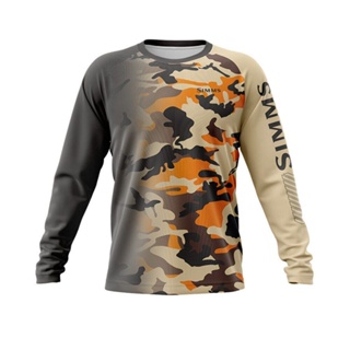 Simms Fishing Shirts Men's Long Sleeve Fishing Wear Sun Dresses Uv  Protection Jersey Upf Breathable Angling Clothing
