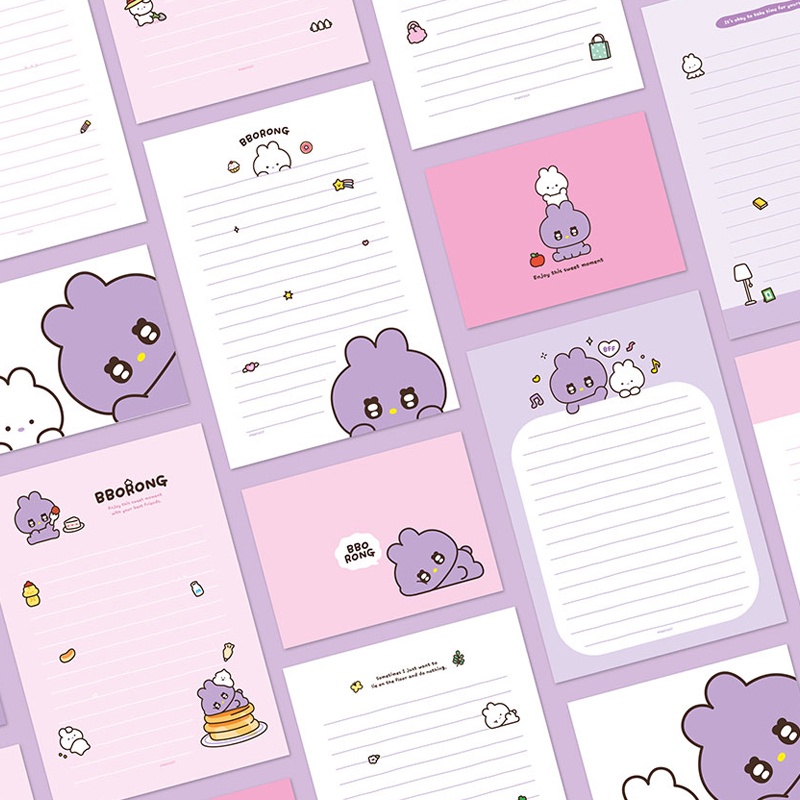 Cute Violet Bborong Letter Paper Envelope Set Stationery Writing Paper ...