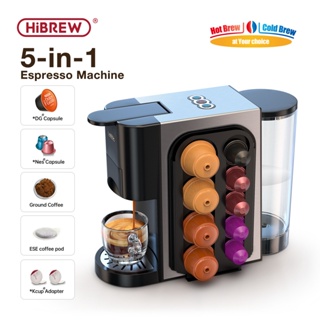 HiBREW 5 in 1 Espresso Machine for K-Cup, Nes Original, DG, ESE Pod,  Espresso Powder Compatible, Cold or Hot Mode, 20 oz Removable Reservoir,  Barista Coffee Machine, Espresso Coffee Machine 