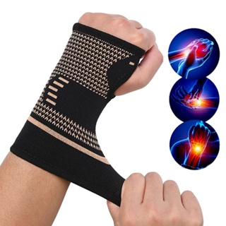 1PCS Copper Compression Gloves Sports Wrist Guard Arthritis Gloves Elastic  Palm Brace Sleeve Fitness Wrist Support Wristband