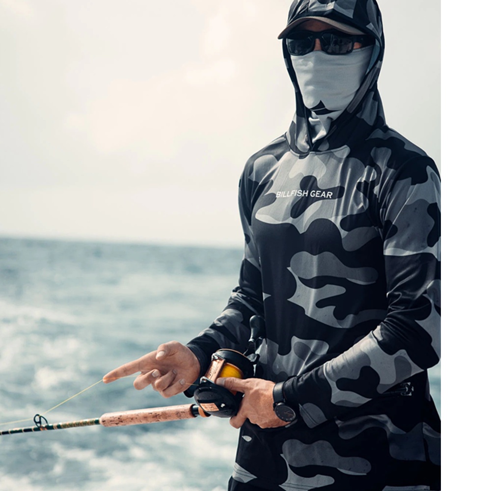 Gear Men Fishing Long Sleeve Hooded Shirts Blusas Fishing Performance  Apparel Uv Manga Longa