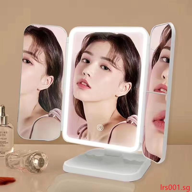 LED Light Makeup Mirror 2/3/10X Magnifying Cosmetic 3 Folding Vanity