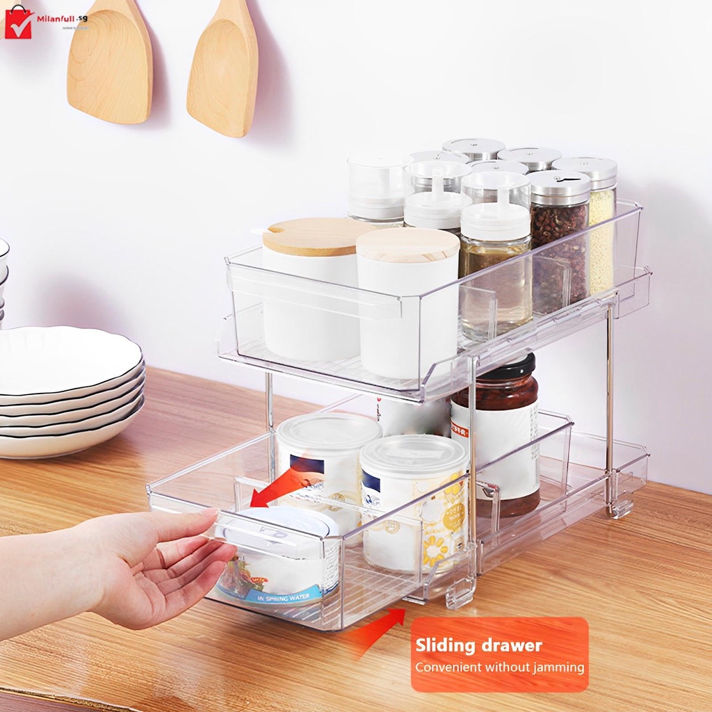 Clear Organizer with Removable Dividers 2 Tier Vanity Drawer Organizers