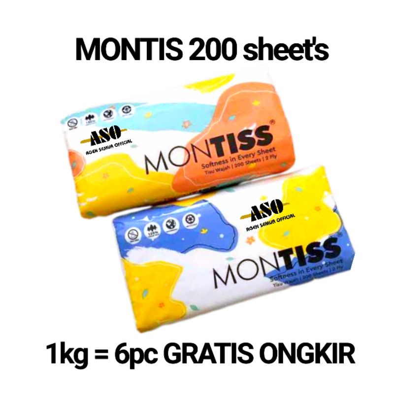Tissue Tisu MONTISS 200 sheet 2ply facial tisu wajah PROMO !!!