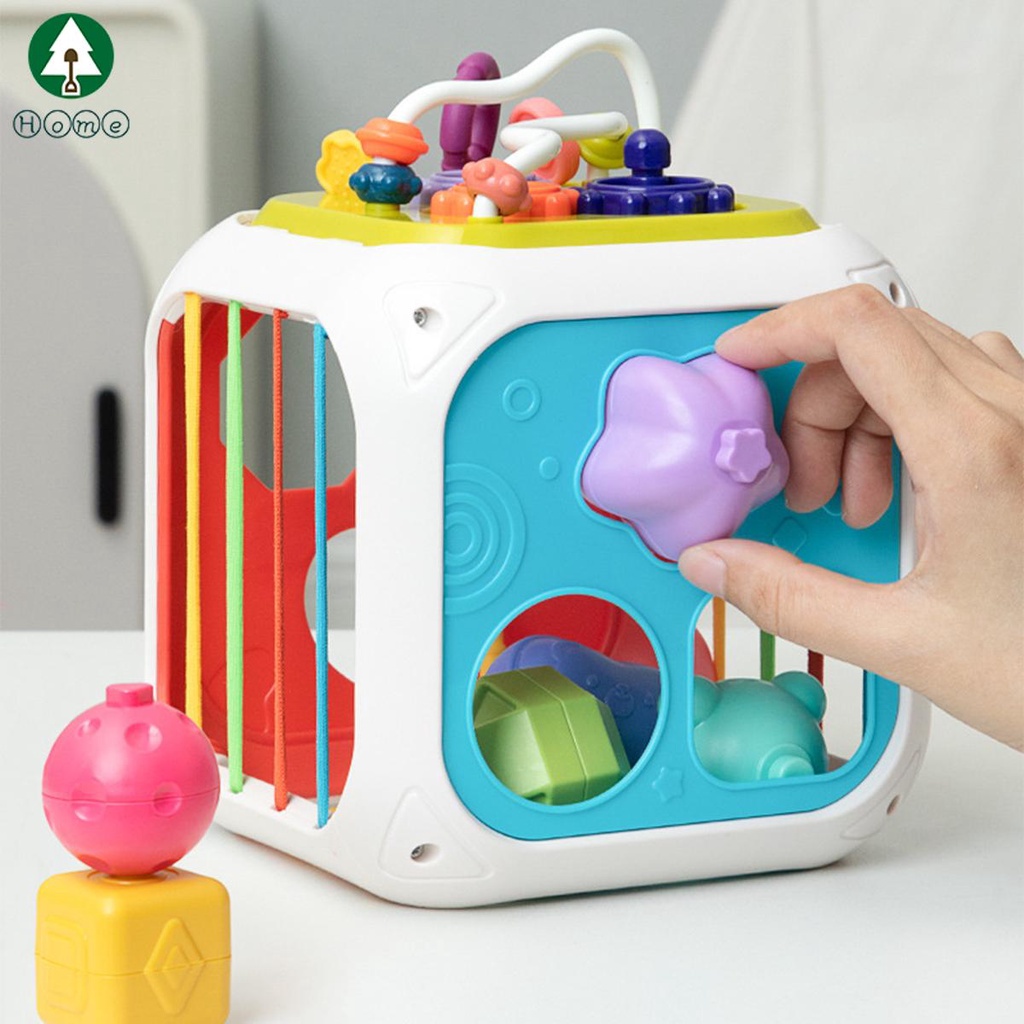 Baby Shape Sorter Toys Fun Activity Cube Colorful Montessori Shape