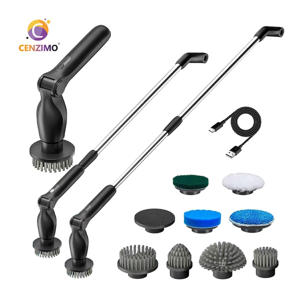 CENZIMO Rechargeable Cordless Electric Spin Scrubber with 8 Cleaning