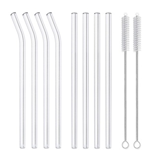 8Pcs Reusable Glass Boba Straws, 14mm Extra Wide Clear Smoothie Straws for  Bubble Tea, Eco-friendly Drinking Straws with cleaner brush, Box Pack