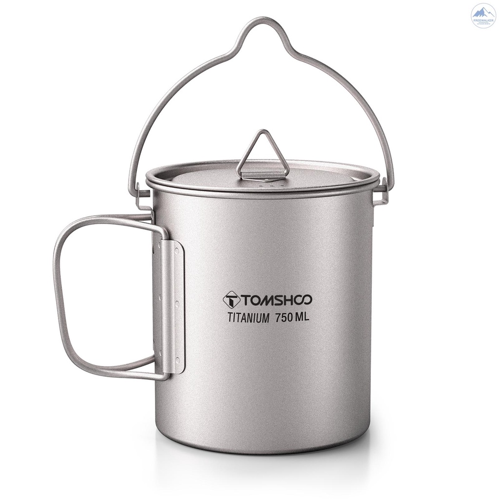 [FW 2023 NEW] TOMSHOO Ultralight 750ml Titanium Pot Portable Titanium