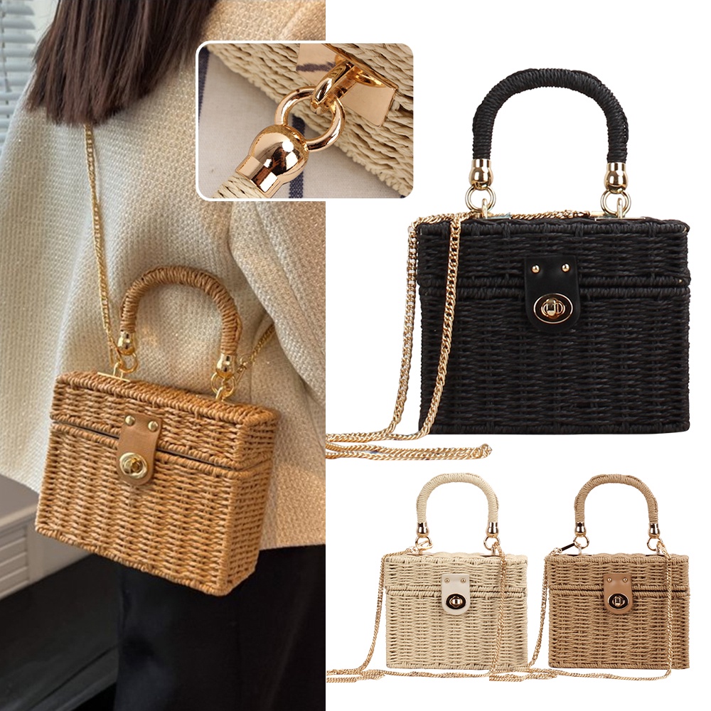 Rattan bag clearance black