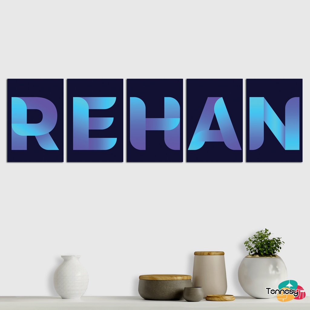 KAYU HIASAN DINDING Tennesy WALL Hanging ALPHABET Letters FONT Custom Name BLACK BLUE 10x20cm