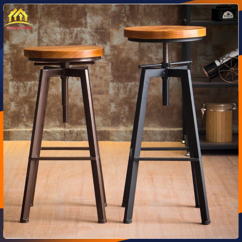 Iron Bar Chair Industrial Style Rotating Bar Stool Household Lifting