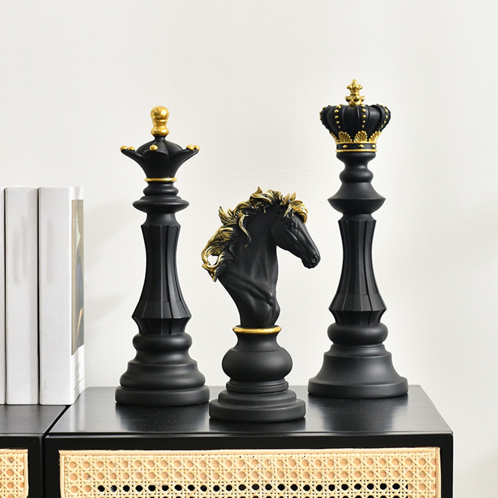 [Welcome] Chess Statue Sculpture Ornament Collectible Figurine Craft Furnishing for Home House Decor Office Table Wine Cabinet Arrangement