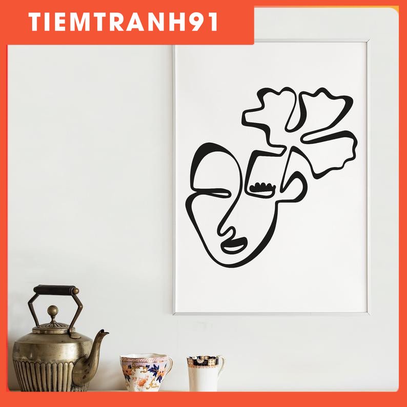 Wall Paintings Head of Flower Art Print, Line Art with Flower, Flower