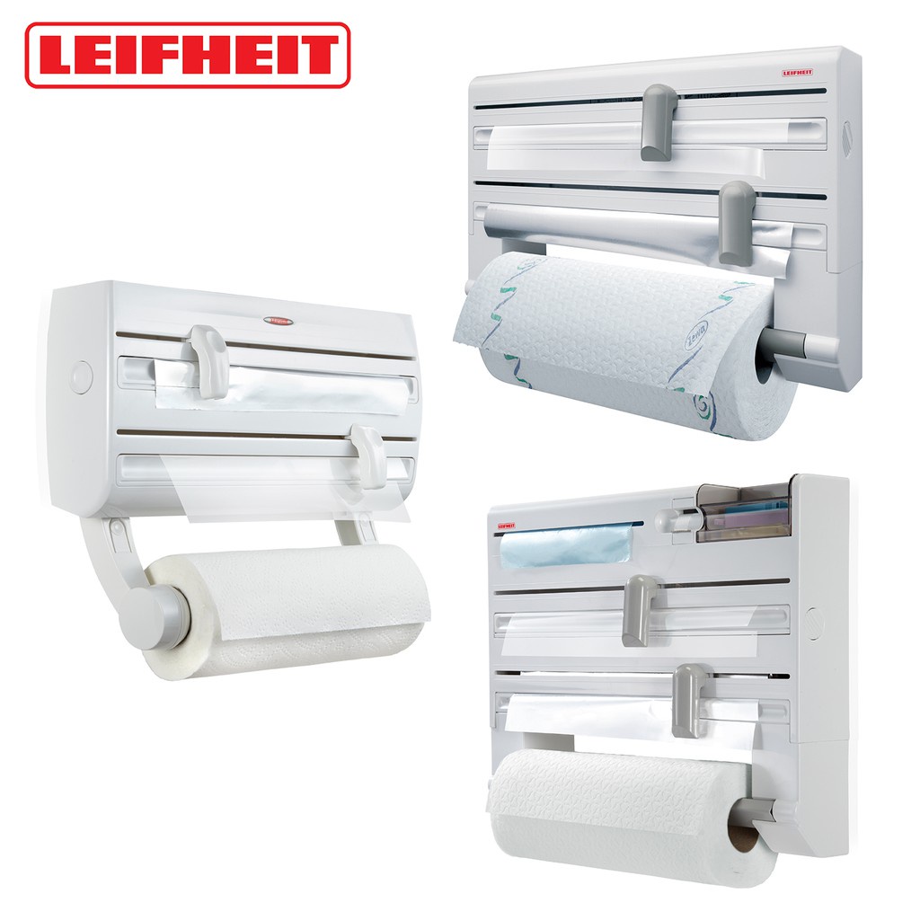 Leifheit Kitchen Organiser Wall Mounted Roll Holder Organizer Rack