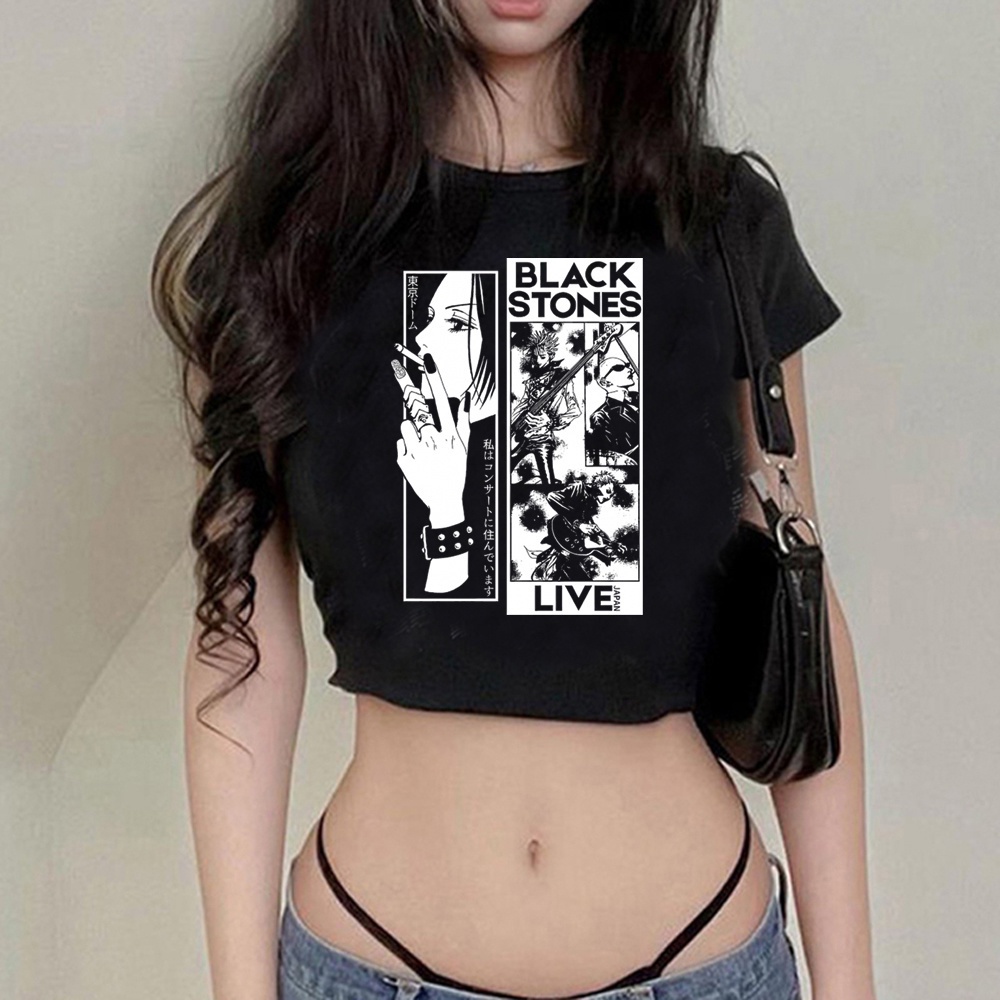 Nana Anime yk2 fairycore crop top Female goth trashy cyber Nana Anime yk2 fairycore crop top Female goth trashy cyber