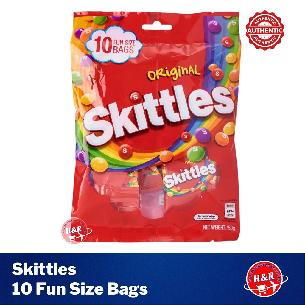 SKITTLES Fruits Sweets Fun Size Bags Multipack 10 x 15g (150g) Shopee