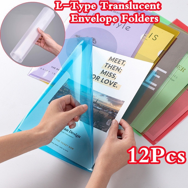 12pcs File Folder A4 Paper Display Transparent File Bag Clear Document