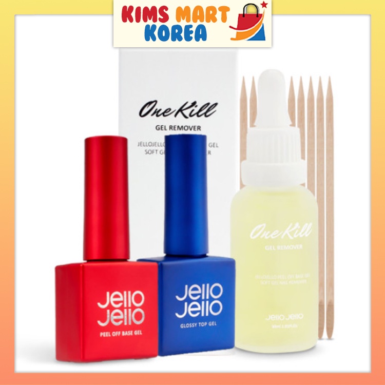 Jello Jello One Kill Remover Fixer Base Gel Glossy Top Gel Peel Off Base Gel Real Matt Top Gel
