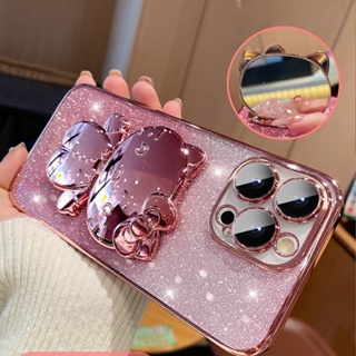 Cute Sanrio Hello Kitty Makeup Mirror Holder Phone Case For Samsung Galaxy  S20 S22 S21 Note 10 20 Ultra Fe Plus 4g 5g Cover