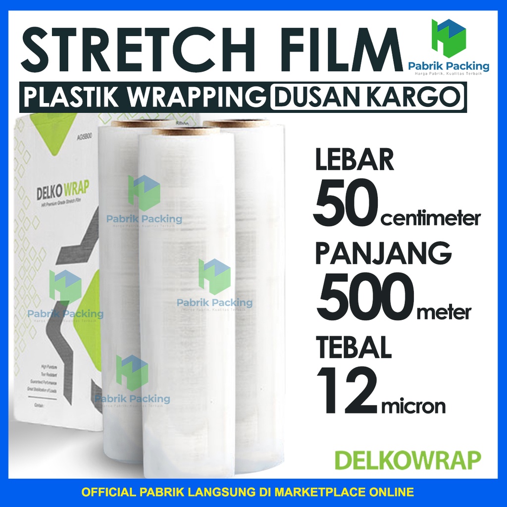 STRETCH FILM DELKOWRAP Plastic WRAPPING 50CM X 500M PER box | Shopee ...
