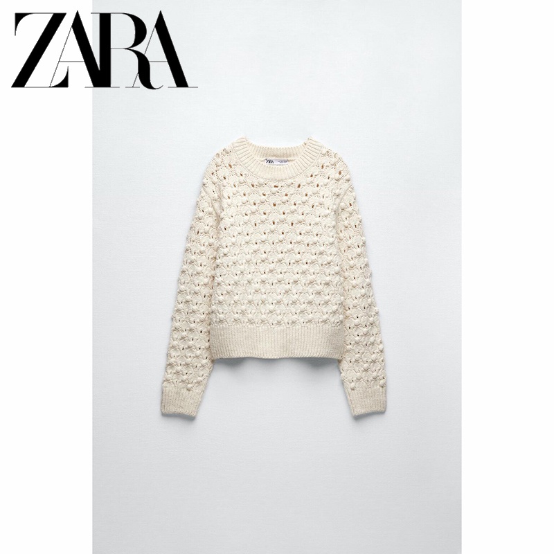 ZARA New Women's Spherical Textured Round Neck Long Sleeve Sweater