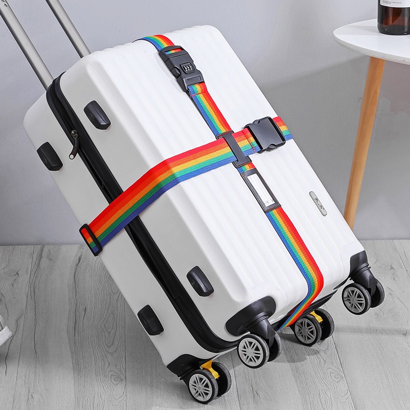 TSA Approved Lock Combination Luggage Strap Travel Packing Belt Safety Lock Suitcases Cross Strap With same color storage bag