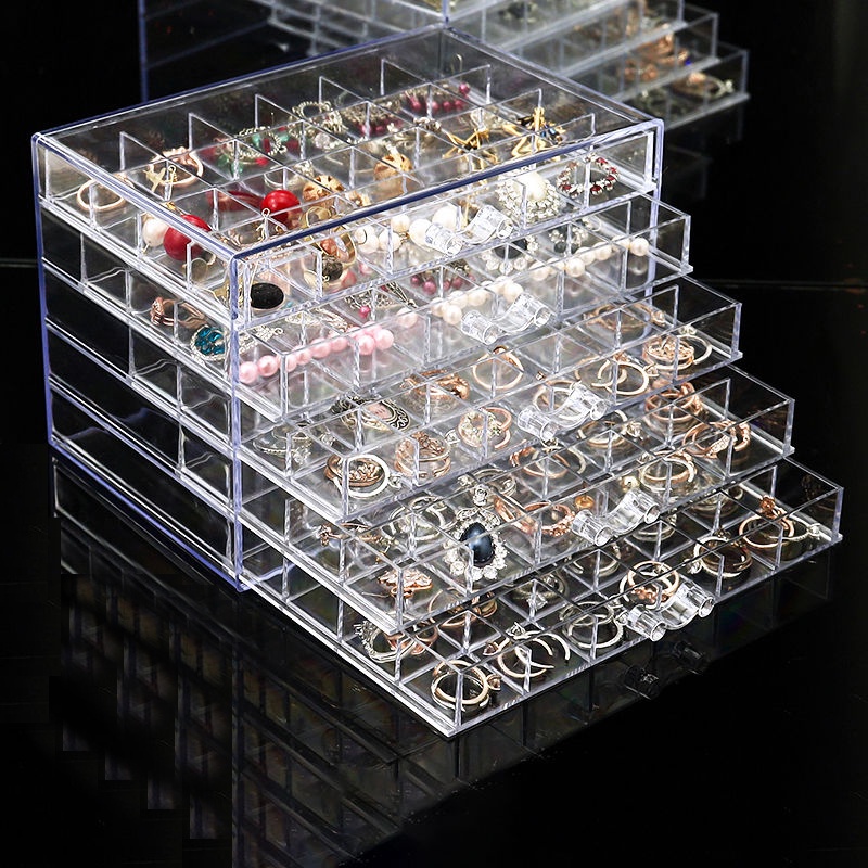 Jewelry Organizer with 5 Drawers Clear Acrylic Jewelry Box Gift