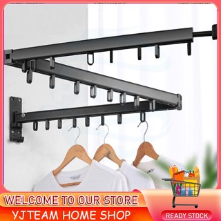 Ready Stock Retractable Clothes Hanger Aluminum Drying Rack Punch No punch Folding Wall mounted Invisible Clothesline Pole Storage Space Save Shopee Singapore