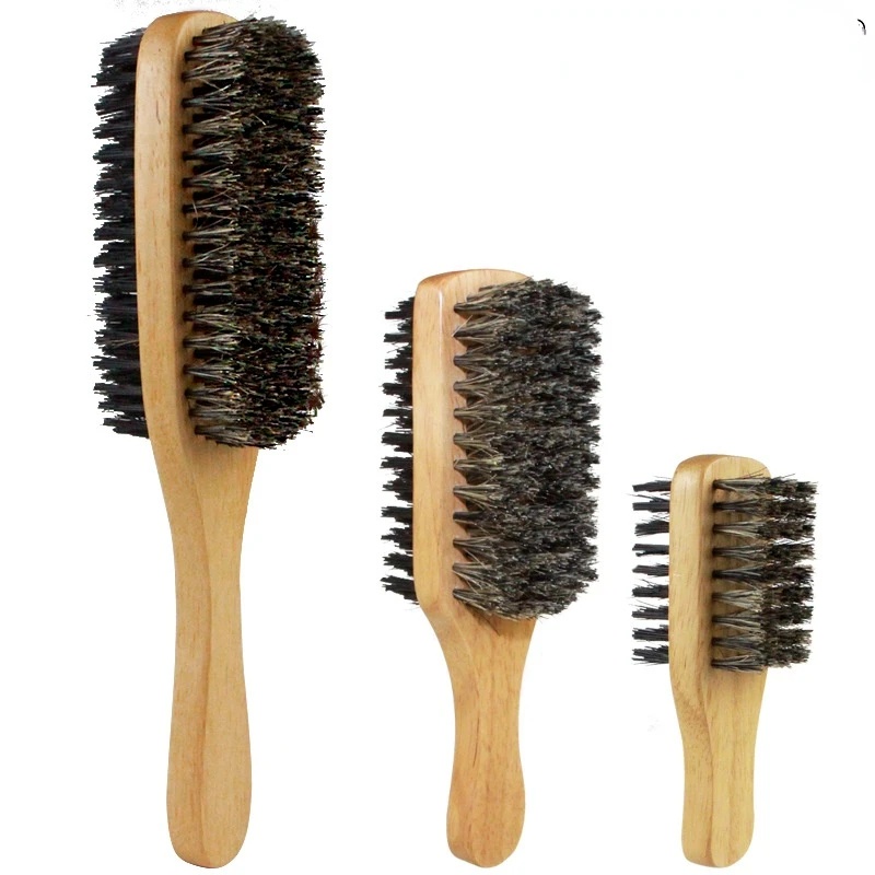 Spot Men Boar Bristle Hair Brush Natural Wooden Wave Brush for Male, Styling Beard Hairbrush