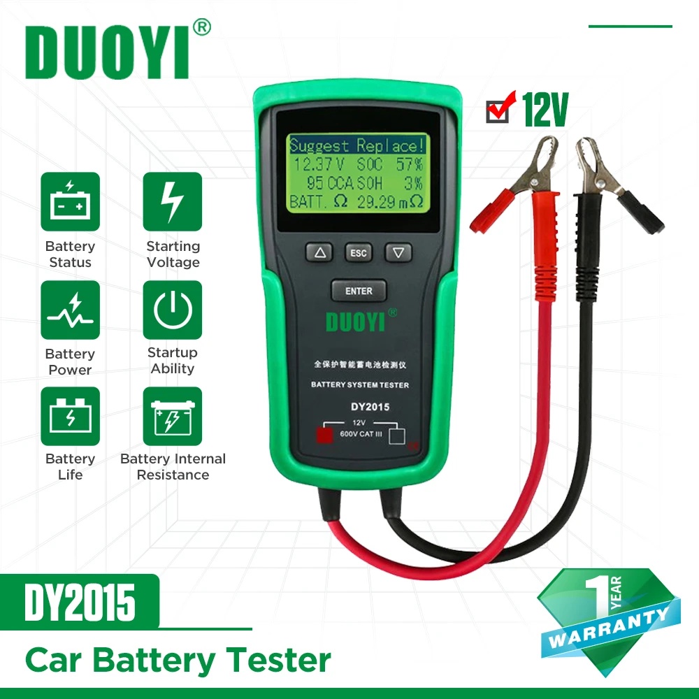 DUOYI DY2015 12V Car Motorcycle Battery System Tester Analyzer CCA
