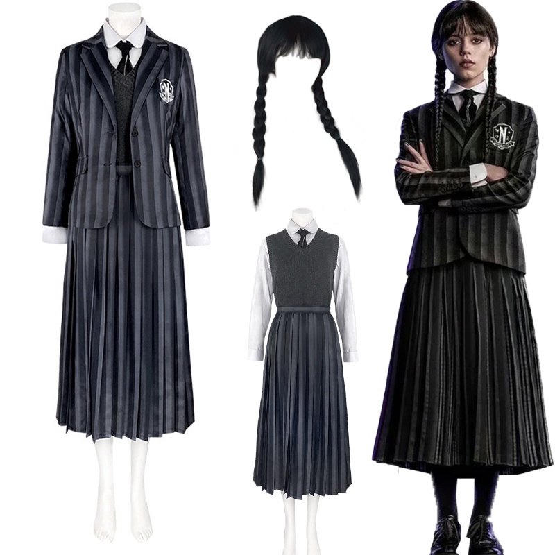 Wednesday Addams Cosplay Costume Schoolgirl Nevermore College School ...