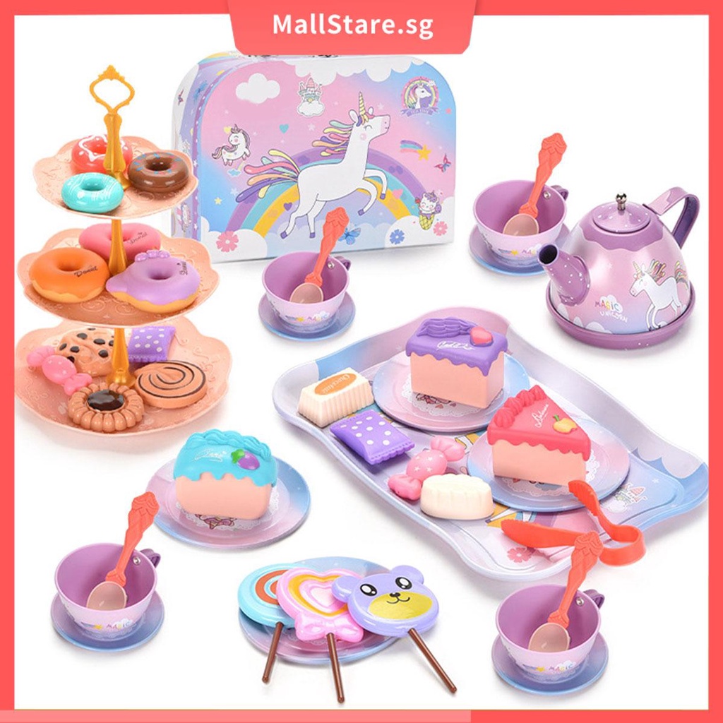 48Pcs Toy Tea Set for Little Girls Afternoon Tea Set Toy Interactive
