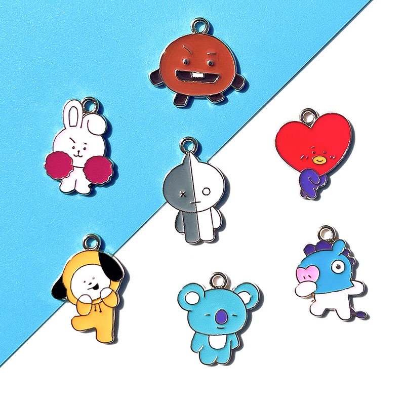 4pcs Alloy Dripping Oil Cartoon Character Pendant DIY Charm Rabbit