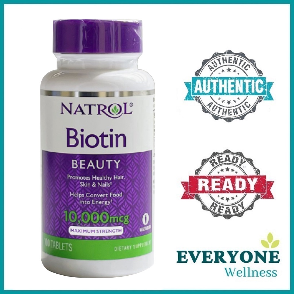 [Local Delivery] Natrol Biotin 10,000 mcg, Original & Strawberry  [Healthy Hair, Skin & Nails | Energy]