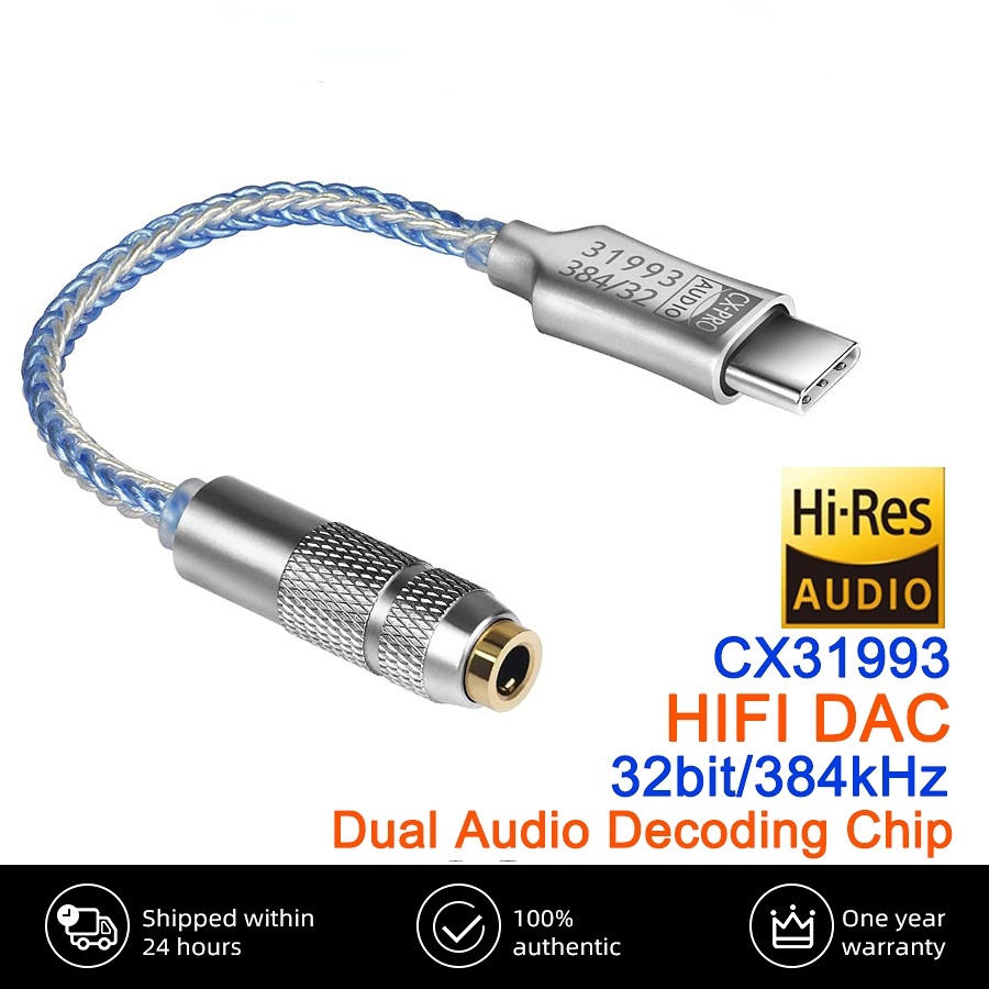 USB Type C to 3.5mm Audio Adapter CX31993 HiFi DAC Headphone Amplifier Audio Interface Earphone