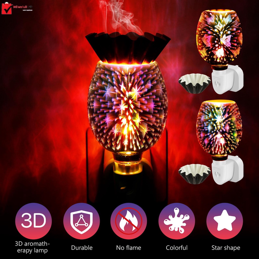 Wax Melt Burner with 5 Black Paper Trays Delicate 3D Glass Electric Oil