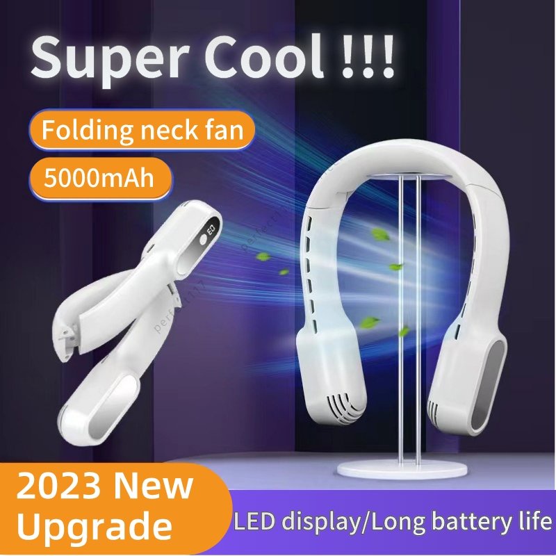 [ready Stock] 2023 Upgraded Portable Neck Fan Cooler Folding Bladeless 