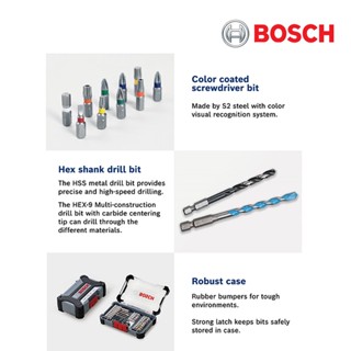 BOSCH Extra Hard Screwdriver Bit Set HSS Point TeQ Hex-9 Multi ...