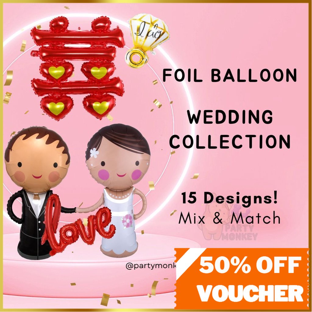 [SG Instock] Wedding Balloons Groom Bride Celebration Party Decoration Foil Happy Birthday Foil Banner Balloon Baby Show
