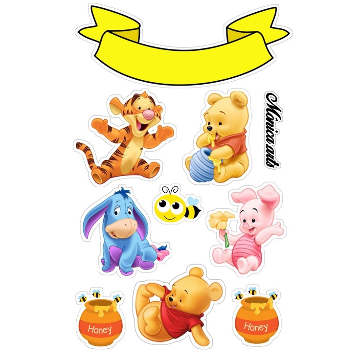 Winnie THE POOH TOPPER - HAPPY BIRTHDAY TOPPER - CUSTOM TOPPER | Shopee ...