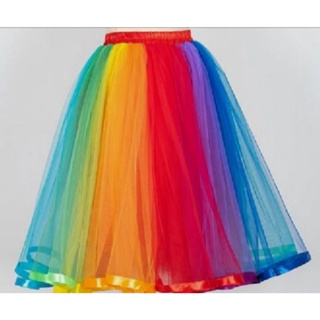 Rainbow Puffy Tulle Skirt For Bridal Pleated Tiered Floor Length Long Tutu  Skirt