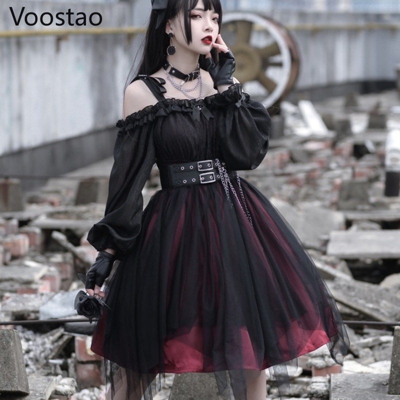 Vintage Gothic Lolita Dress Victorian Harajuku Girly Killer Irregular ...