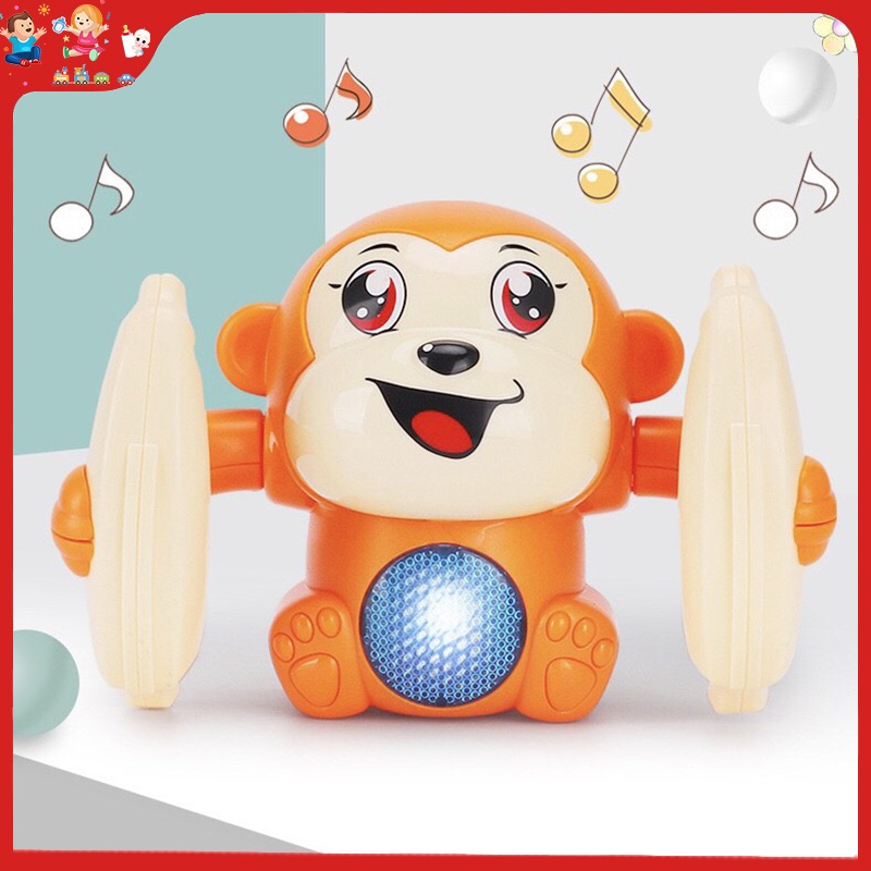 Electric Rolling Flipping Monkey Toy with Light Music Children Animal ...